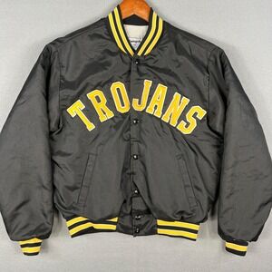 VTG Swingster Satin Bomber Varsity Jacket Mens M Traverse City Trojans 1980s USA